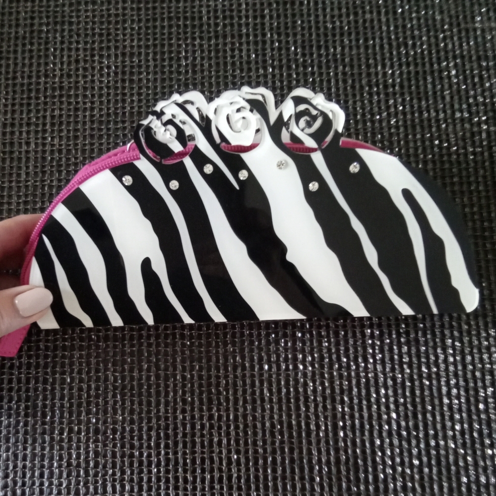 Black White Zebra Lucite Mini Evening Bag